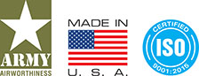 Army Airworthyness, Made In U.S.A., Certified ISO 9001-2008